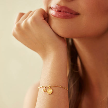 Personalised Disc & Letter Bracelet Gold